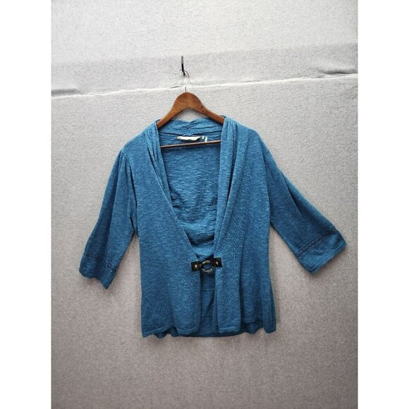Soft Surroundings Womens XL Blue Open Front Cardigan With Metal Ring Closure - Picture 1 of 6